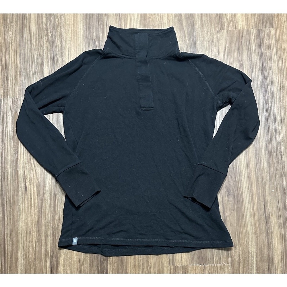 Free Fly Black Pullover Snap Button 1/4 Bamboo Fleece Sweater Men's Sz M